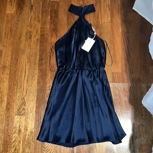 NWT Amanda Uprichard Navy Blue Silk Mini Dress